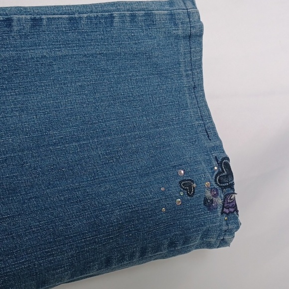 Total Girl Embrodiered Jeans, Butterflues & Hearts, Adjustable Waist, Sz 16.5 - Picture 3 of 7